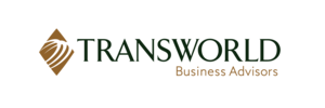 Logo of Transworld Business Advisors featuring a gold and green diamond emblem on the left and the company name in green text with "Business Advisors" in smaller gold text.